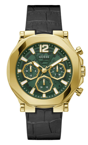  Shop Authentic Guess Edge Chronograph Green Dial Black Leather Strap Watch For Men - GW0492G3 - Luxxuri