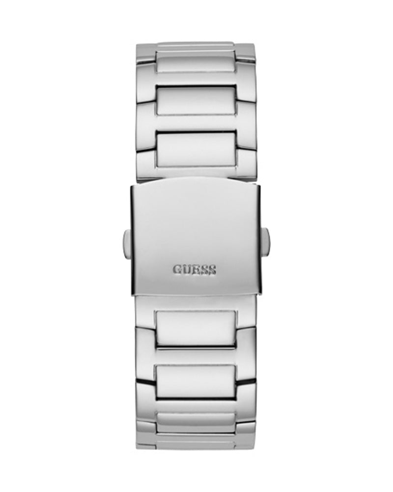 Guess King Quartz Silver Dial Silver Steel Strap Watch For Men - GW0497G1