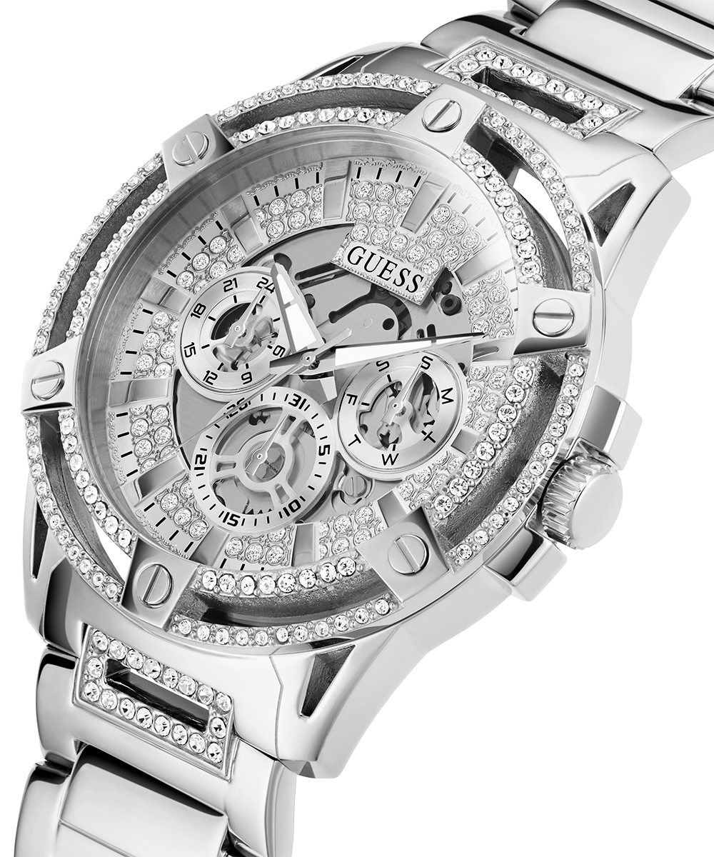  Shop Authentic Guess King Quartz Silver Dial Silver Steel Strap Watch For Men - GW0497G1 - Luxxuri