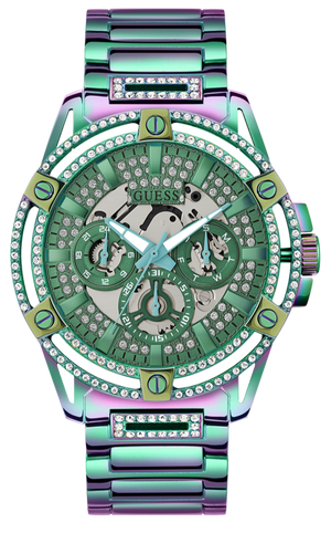  Shop Authentic Guess King Iridescent Multifunction Multicolor Dial Purple Steel Strap Watch For Men - GW0497G3 - Luxxuri