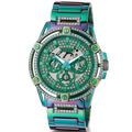 Guess King Iridescent Multifunction Multicolor Dial Purple Steel Strap Watch For Men - GW0497G3
