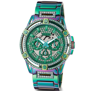  Shop Authentic Guess King Iridescent Multifunction Multicolor Dial Purple Steel Strap Watch For Men - GW0497G3 - Luxxuri