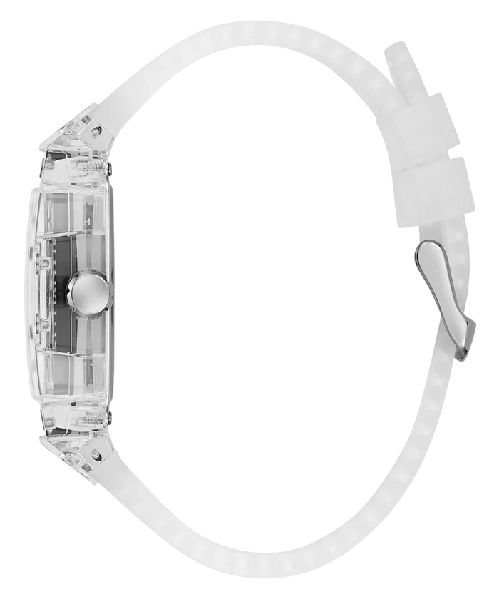 Guess Phoenix Quartz Green Dial Transparent Silicone Strap Watch For Men - GW0499G8