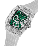  Shop Authentic Guess Phoenix Quartz Green Dial Transparent Silicone Strap Watch For Men - GW0499G8 - Luxxuri