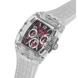  Shop Authentic Guess Phoenix Quartz Burgundy Dial Transparent Silicone Strap Watch For Men - GW0499G9 - Luxxuri