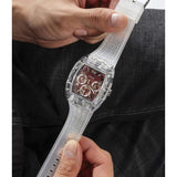  Shop Authentic Guess Phoenix Quartz Burgundy Dial Transparent Silicone Strap Watch For Men - GW0499G9 - Luxxuri