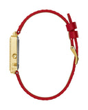  Shop Authentic Guess Fame Quartz Gold Dial Red Leather Strap Watch For Women - GW0504L2 - Luxxuri