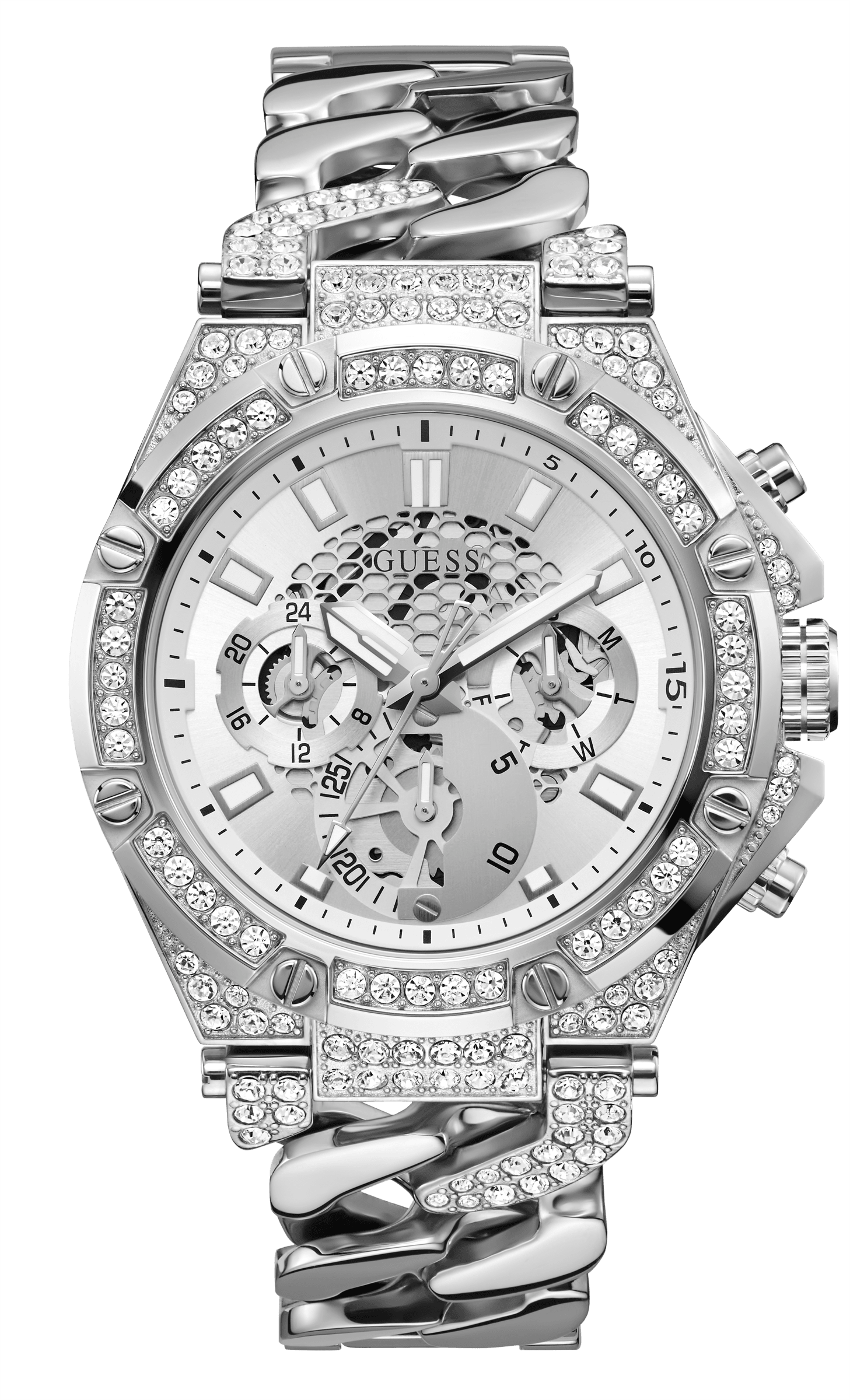  Shop Authentic Guess King Quartz Silver Dial Silver Steel Strap Watch For Men - GW0497G1 - Luxxuri