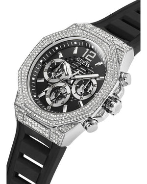  Shop Authentic Guess Momentum Chronograph Crystals Black Dial Black Silicone Strap Watch For Men - GW0518G1 - Luxxuri