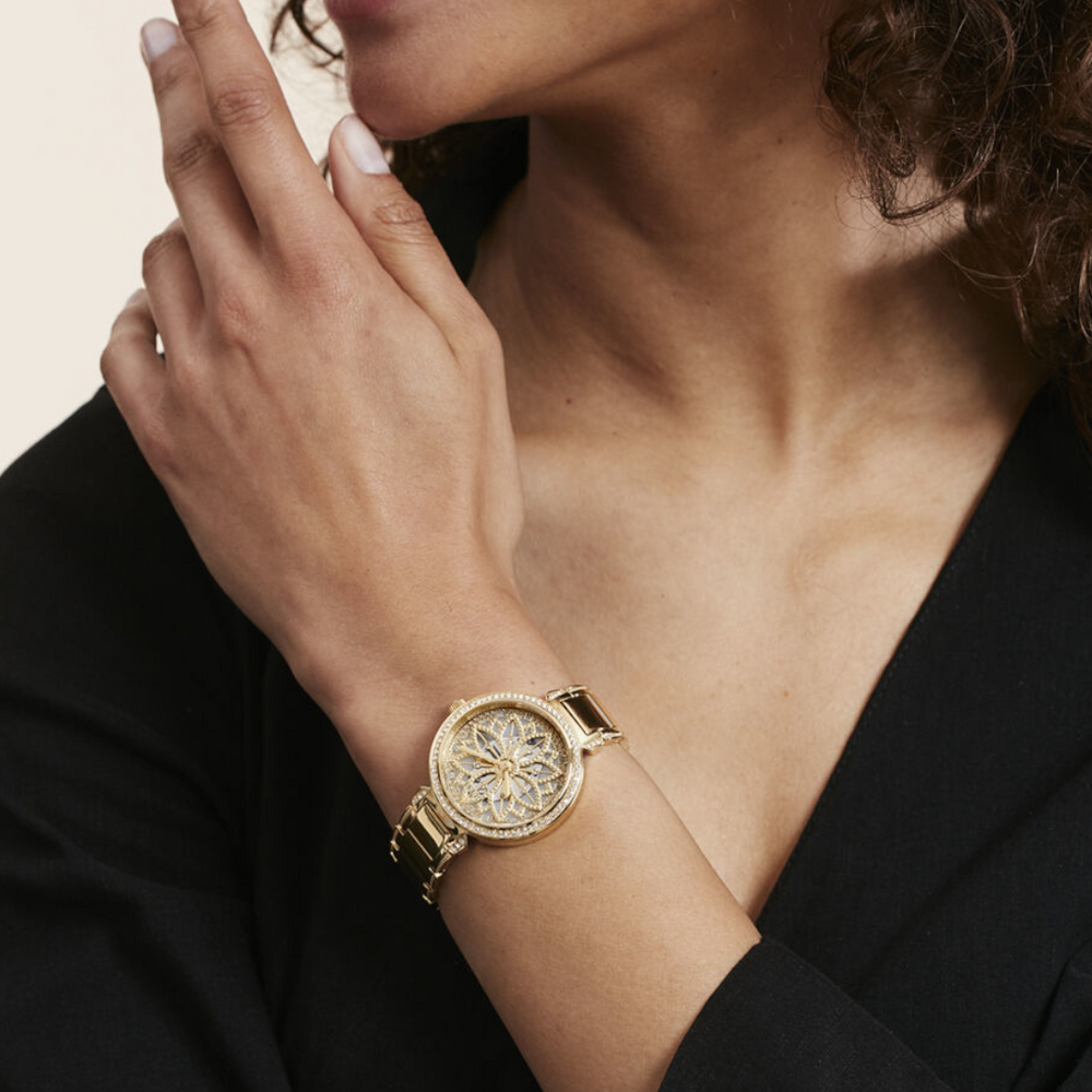  Shop Authentic Guess Lily Quartz Gold Dial Gold Steel Strap Watch For Women - GW0528L2 - Luxxuri