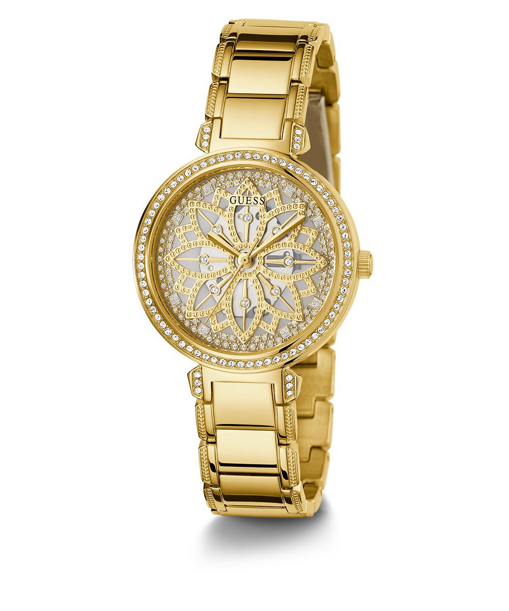 Guess Lily Quartz Gold Dial Gold Steel Strap Watch For Women - GW0528L2