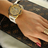  Shop Authentic Guess Queen Quartz Gold Dial White Silicone Strap Watch For Women - GW0536L2 - Luxxuri