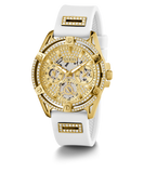  Shop Authentic Guess Queen Quartz Gold Dial White Silicone Strap Watch For Women - GW0536L2 - Luxxuri