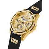  Shop Authentic Guess Queen Quartz Gold Dial Black Silicone Strap Watch For Women - GW0536L3 - Luxxuri