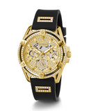  Shop Authentic Guess Queen Quartz Gold Dial Black Silicone Strap Watch For Women - GW0536L3 - Luxxuri