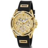  Shop Authentic Guess Queen Quartz Gold Dial Black Silicone Strap Watch For Women - GW0536L3 - Luxxuri