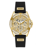  Shop Authentic Guess Queen Quartz Gold Dial Black Silicone Strap Watch For Women - GW0536L3 - Luxxuri