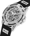  Shop Authentic Guess King Quartz Crystals Silver Dial Black Silicone Strap Watch For Men - GW0537G1 - Luxxuri