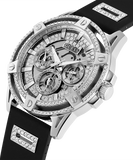  Shop Authentic Guess King Quartz Crystals Silver Dial Black Silicone Strap Watch For Men - GW0537G1 - Luxxuri
