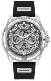  Shop Authentic Guess King Quartz Crystals Silver Dial Black Silicone Strap Watch For Men - GW0537G1 - Luxxuri