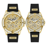  Shop Authentic Guess Queen Quartz Gold Dial Black Silicone Strap Watch For Women - GW0536L3 - Luxxuri
