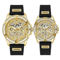  Shop Authentic Guess King Quartz Crystals Gold Dial Black Silicone Strap Watch For Men - GW0537G2 - Luxxuri