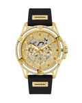  Shop Authentic Guess King Quartz Crystals Gold Dial Black Silicone Strap Watch For Men - GW0537G2 - Luxxuri