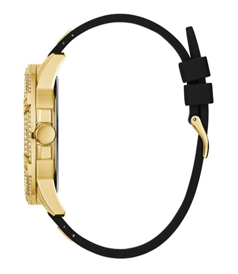  Shop Authentic Guess King Quartz Crystals Gold Dial Black Silicone Strap Watch For Men - GW0537G2 - Luxxuri