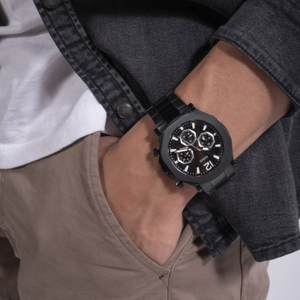  Shop Authentic Guess Edge Chronograph Black Dial Black Steel Strap Watch For Men - GW0539G3 - Luxxuri