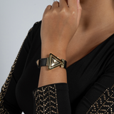  Shop Authentic Guess Fame Quartz Gold Dial Black Leather Strap Watch For Women - GW0548L3 - Luxxuri