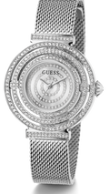 Guess Dream Crystals Silver Dial Silver Mesh Strap Watch For Women - GW0550L1