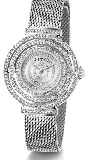  Shop Authentic Guess Dream Crystals Silver Dial Silver Mesh Strap Watch For Women - GW0550L1 - Luxxuri