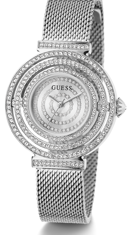  Shop Authentic Guess Dream Crystals Silver Dial Silver Mesh Strap Watch For Women - GW0550L1 - Luxxuri