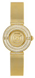 Guess Dream Quartz Gold Dial Gold Mesh Strap Watch For Women - GW0550L2