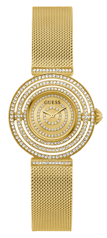  Shop Authentic Guess Dream Quartz Gold Dial Gold Mesh Strap Watch For Women - GW0550L2 - Luxxuri