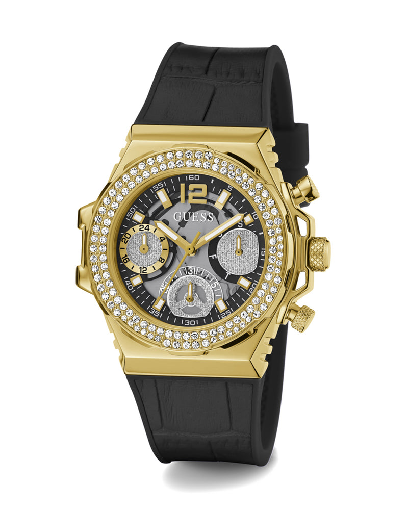  Shop Authentic Guess Fusion Chronograph Black Dial Black Leather Strap Watch For Women - GW0553L4 - Luxxuri