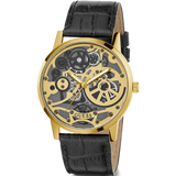  Shop Authentic Guess Gadget Gold Dial Black Leather Strap Watch for Men - GW0570G1 - Luxxuri