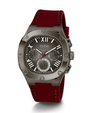  Shop Authentic Guess Headline Multifunction Grey Dial Burgundy Silicone Strap Watch For Men - GW0571G4 - Luxxuri