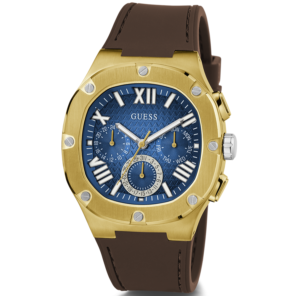  Shop Authentic Guess Headline Chronograph Blue Dial Brown Silicone Strap Watch For Men - GW0571G5 - Luxxuri
