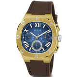  Shop Authentic Guess Headline Chronograph Blue Dial Brown Silicone Strap Watch For Men - GW0571G5 - Luxxuri