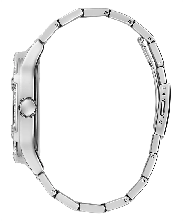 Guess Duke Glitz Black Dial Silver Steel Strap Watch For Men - GW0576G1