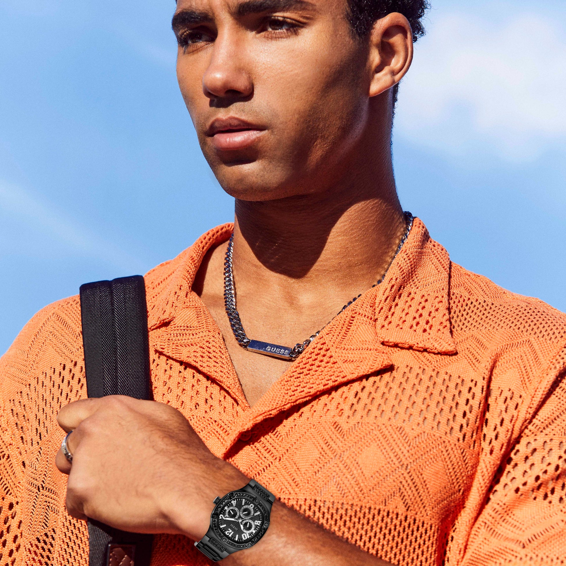  Shop Authentic Guess Duke Glitz Crystals Black Dial Black Steel Strap Watch For Men - GW0576G3 - Luxxuri