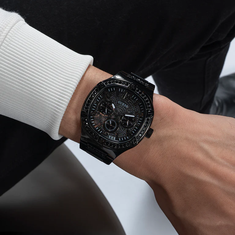  Shop Authentic Guess Duke Glitz Crystals Black Dial Black Steel Strap Watch For Men - GW0576G3 - Luxxuri