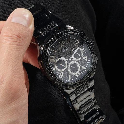  Shop Authentic Guess Duke Glitz Crystals Black Dial Black Steel Strap Watch For Men - GW0576G3 - Luxxuri