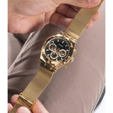  Shop Authentic Guess Continental Chronograph Black Dial Gold Mesh Strap Watch For Men - GW0582G2 - Luxxuri