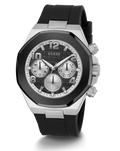 Guess Empire Chronograph Black Dial Black Silicon Strap Watch For Men - GW0583G1