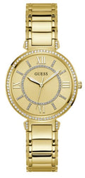  Shop Authentic Guess Montage Quartz Gold Dial Gold Steel Strap Watch For Women - GW0588L1 - Luxxuri