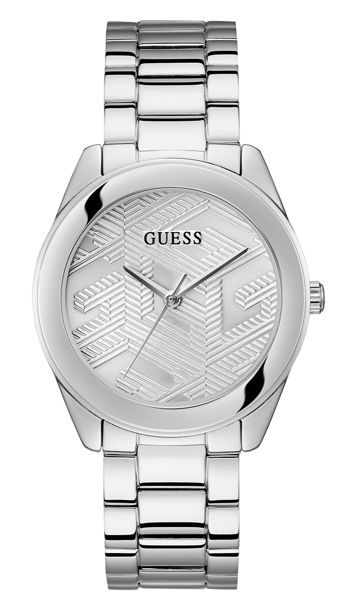  Shop Authentic Guess Cubed Analog Silver Dial Silver Steel Strap Watch For Women - GW0606L1 - Luxxuri