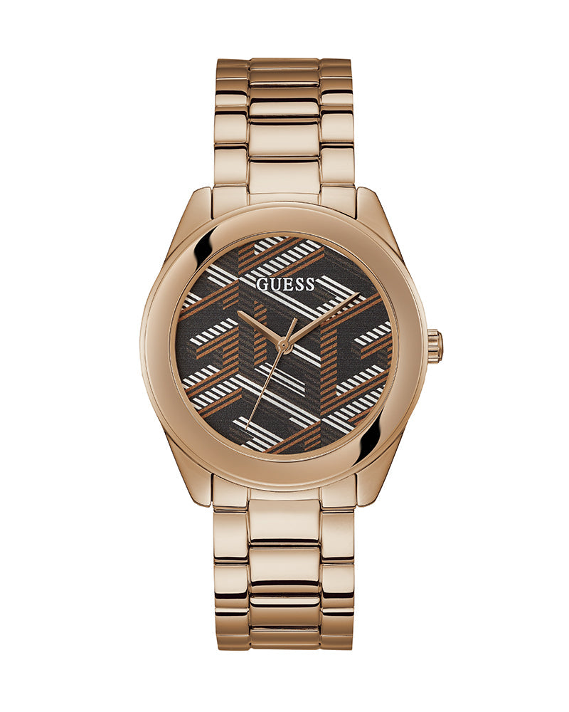  Shop Authentic Guess Cubed Analog Black Dial Rose Gold Steel Strap Watch For Women - GW0607L3 - Luxxuri