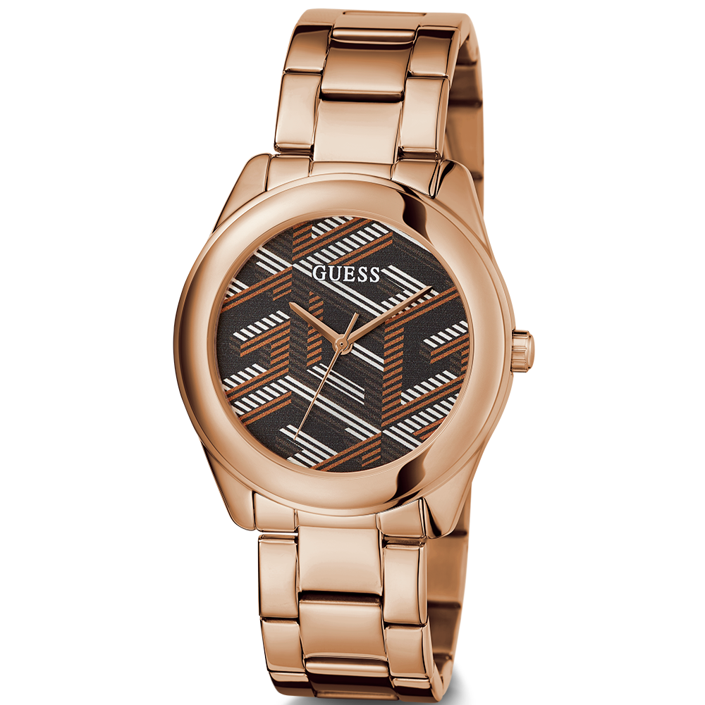  Shop Authentic Guess Cubed Analog Black Dial Rose Gold Steel Strap Watch For Women - GW0607L3 - Luxxuri